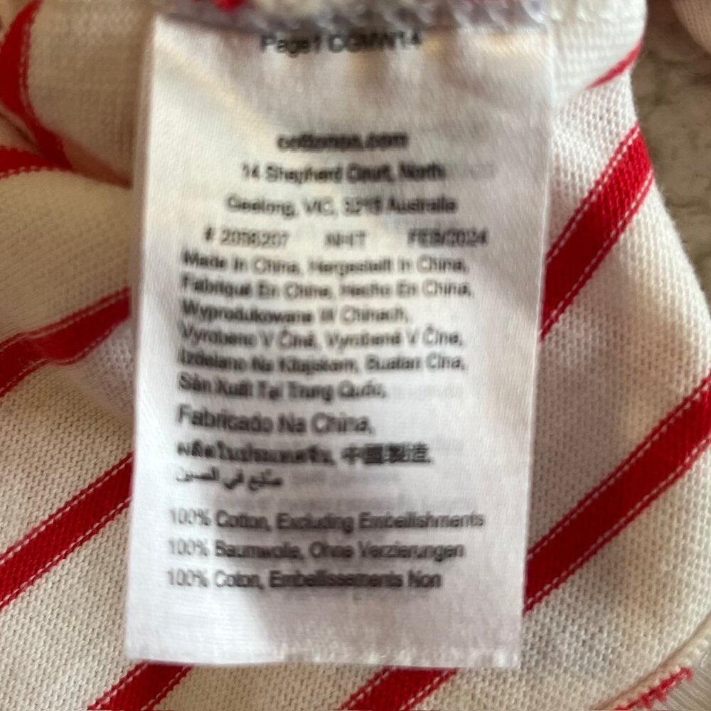 Cotton On Long Sleeve Boatneck Cropped Tee Red Stripe | Size Small - Picture 7 of 7